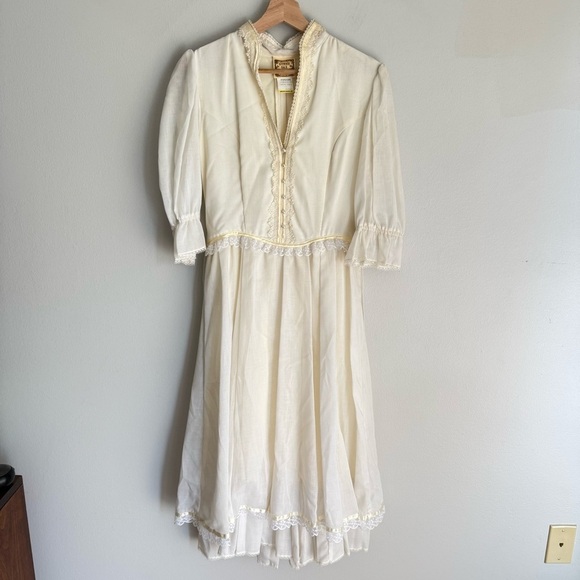 Gunne sax prairie lace ruffle midi dress cream - Picture 1 of 9